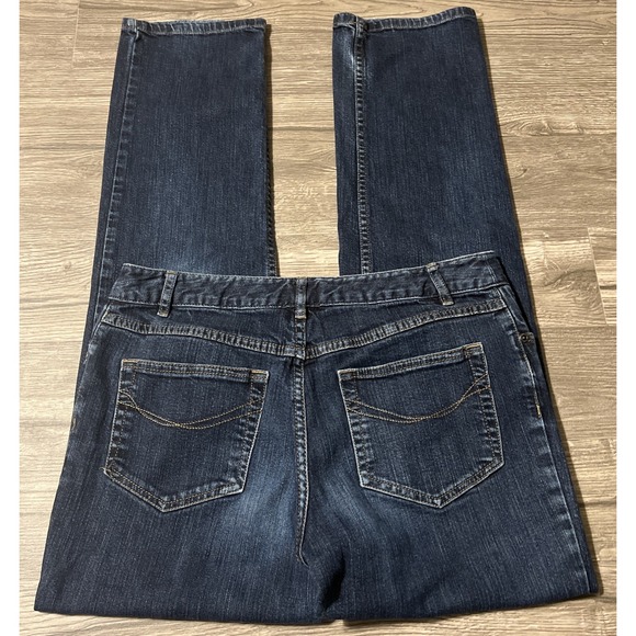 J.Jill Slim Leg Mid Rise Dark Wash Stretch Blue Jeans Size 8 (30x30) - Picture 3 of 11